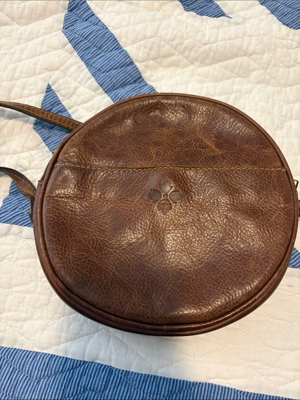 Patricia Nash Brown Embossed Leather Round Crossbody - Picture 4 of 8